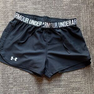 Under Armour Women's Black Athletic Shorts with Logo Waistband